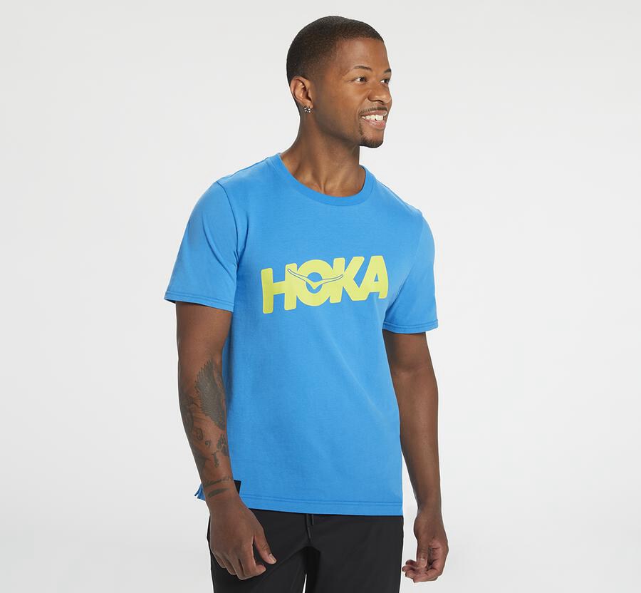 Tee Mens - Hoka One One Brand - Blue - XKUGIFC-15